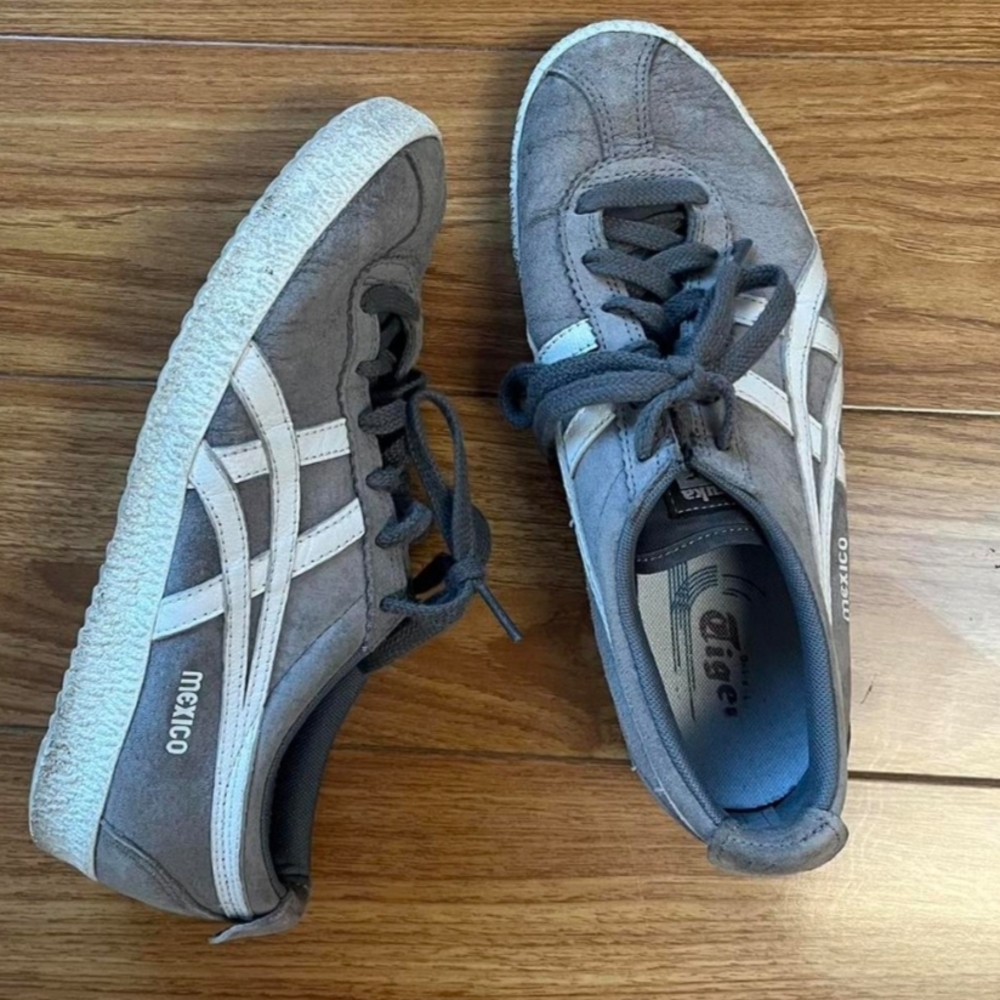 Onitsuka Tiger by Asics Mexico 66 Men's Gray Suede Sneakers with White Stripes